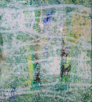 overexposure garden 125 x 120 cm, oil on aluminium