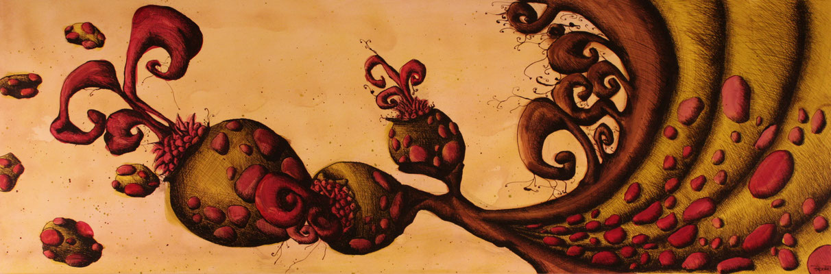 Acryl/Tusche, 50cm x 150cm, Kirsten Packert