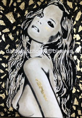 Bild von Daniela Schorno: Akt seitlich  schwarz 70 x 120