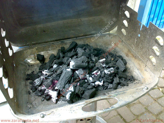 Holzkohle im Grill