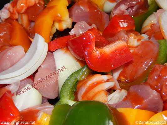 Paprikagemüse und Schweinefleisch