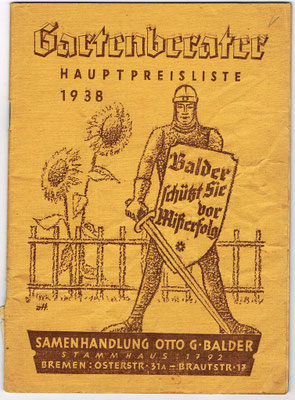 Balders Preisliste von 1938!