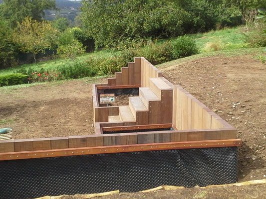 Muret et carré potager en traverse