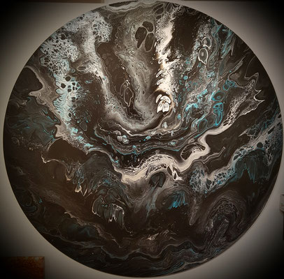 the dark side -  100 cm Durchmesser - abstrakt - Acrylic Pouring