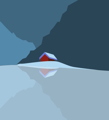 Cabin at the ice lake