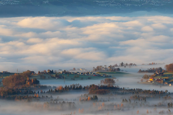 Sicht vom Bachtel ins Tal bei einer Inversionswetterlagen, momente-der-schoepfung.ch