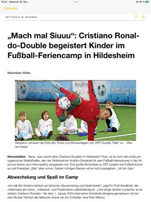 Fussball Workshop fuer Kinder Hildesheim mit Profi Freestyler Saki