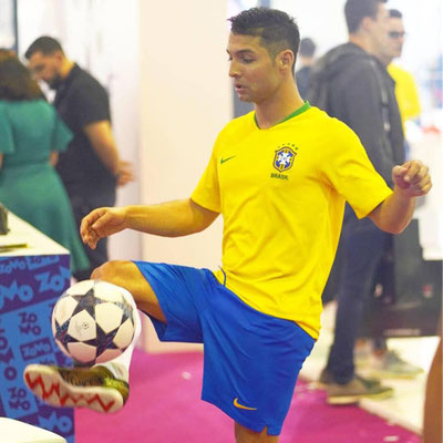 Saki as Cristiano Ronaldo lookalike during a live freestyle show.