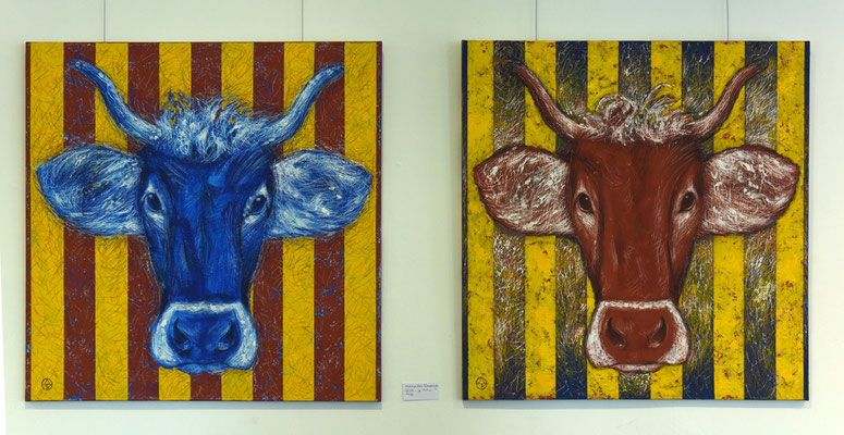 Alexander Kowarzyk  -KUH-  Acryl auf Leinwand,  je 100 x 100 cm