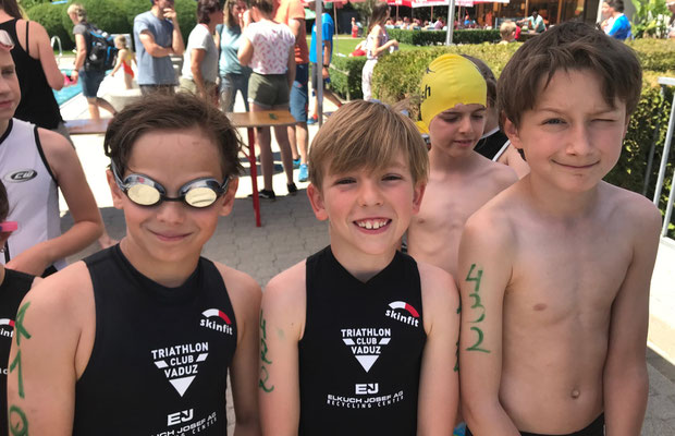 2.6.2019 - Jason, Ben und Maurin kurz vor dem Start zum swim & run in Lustenau