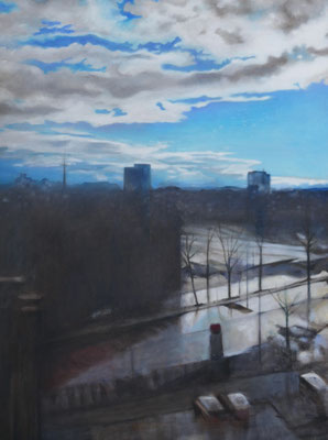 Blick aus der Küppersmühle Duisburg, 60x80cm, Öl auf Leinwand (2024)