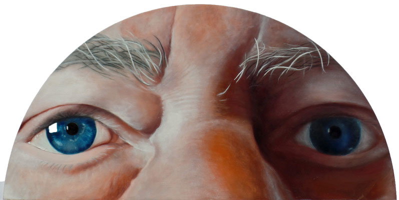 Klaus, Halbkreis, 80cm breit, Öl auf Holz (2013)