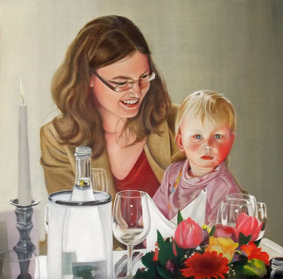 Friederike und Paulina, 70x70cm, Öl auf Leinwand (2012)