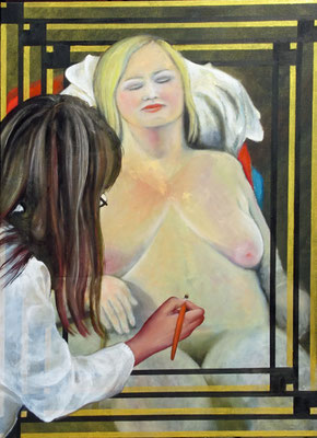 Akt mit Selbstportrait, Öl auf Leinwand, 60x80 cm (2019)