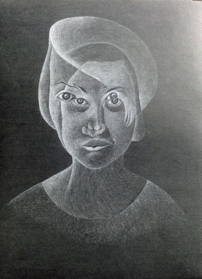 Bifocal 31, Farbstiftzeichnung auf Karton, 30 x 40cm (2017)