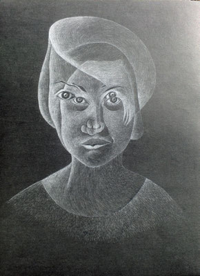 Bifocal 31, Farbstiftzeichnung auf Karton, 30 x 40cm (2017)