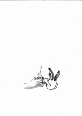 Herr Dürer malt einen Hasen 12, DIN A3, schwarzer Farbstift auf Papier (2018)