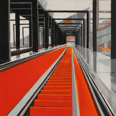 Rolltreppe Ruhrlandmuseum Zollverein, 80x80cm (2010)