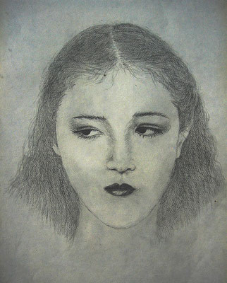 Mädchen mit Locken, 30x42cm, Bleistift auf Papier (1980)
