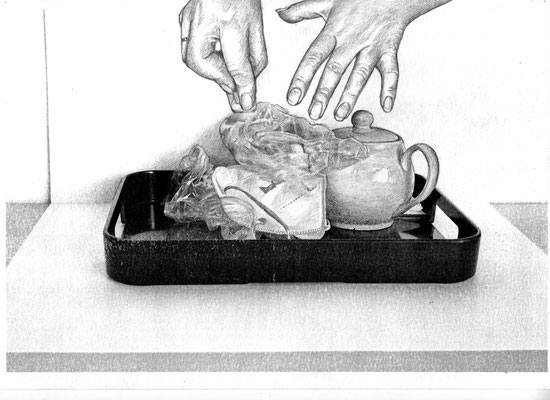 Frühstück, Foto und Zeichnung auf Papier, DIN A4 (2021)