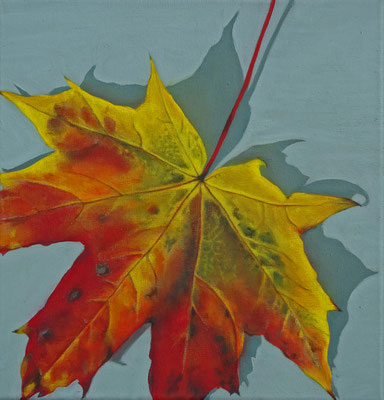 Herbstblatt 1, Öl auf Leinwand, 30x30cm (2018)