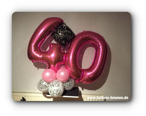 Folienzahl in pink zum 40. Geburtstag 