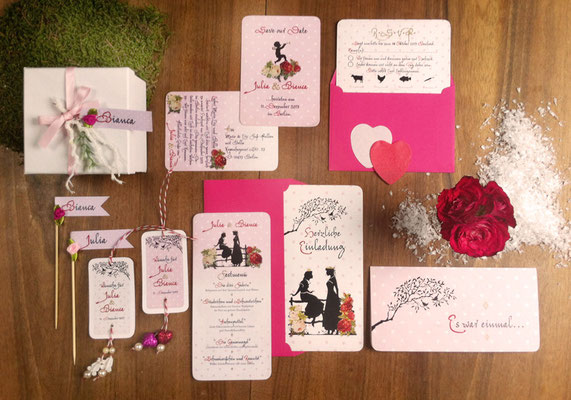 Einladungskarten "Märchenhochzeit" www.gleichundgleich.com