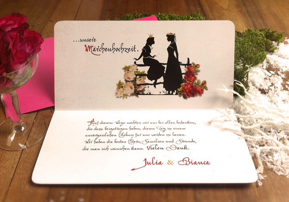Danksagungskarte Innenseite "Märchenhochzeit" www.gleichundgleich.com