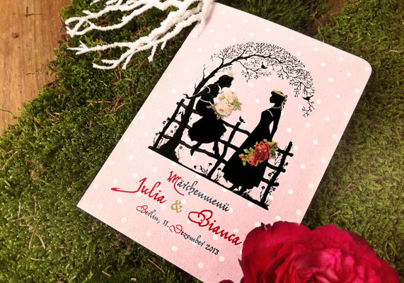 Menükarte "Märchenhochzeit" www.gleichundgleich.com