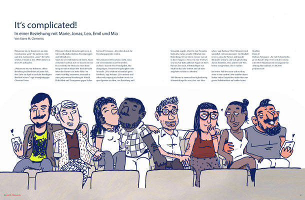 In a relationship with... Editorial illustration about polyamory.