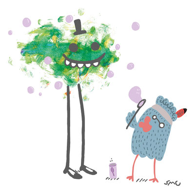 Bubbles. Native Yeti Birds.