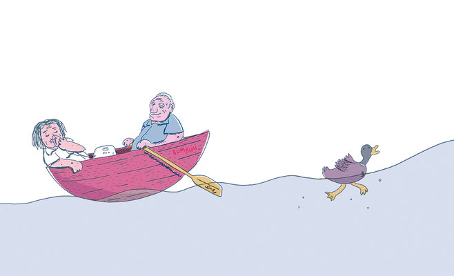 Boat. Illustration about elder people dating. 