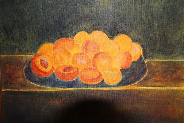 Stillleben, Aprikosen 3, 2010, Eitempera