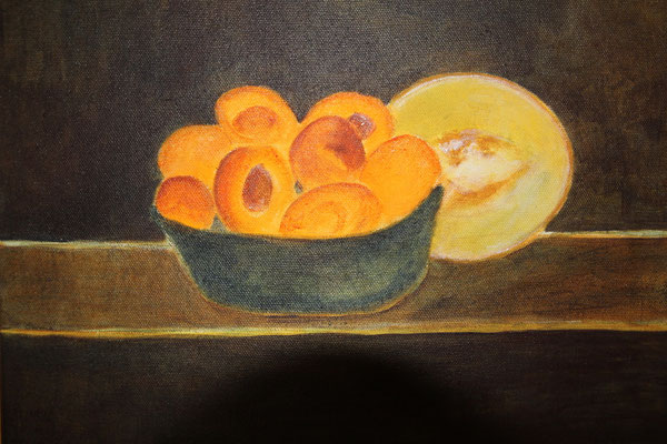 Stillleben, Aprikosen 1, 2010, Eitempera