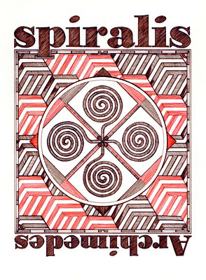 005 - 2016 - Spiralis Archimedes (spiraal van Archimedes) (2016) - pentekening op 400 grams acrylpapier - H 40 x B 30 cm - Bruine inkt