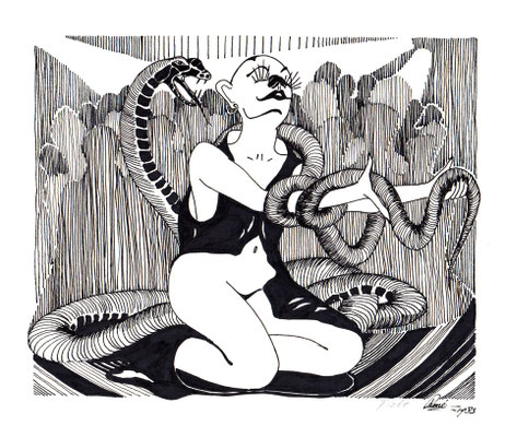 006 - 1983 - Piste (1983) - pentekening op 220 grams teken papier H 29,7 x B 21,0 CM - zwarte inkt