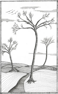 René van Ree Jaar 2020. pentekening op 250 grams A4.  # René van Ree kunst #Kunst #Pastelwerkstuk # inkt/Potlood.             
