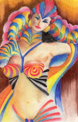 002 - 1964 - Reveu (1964)  Pastel tekeningop 80 grams tekenpapier -  H 29,7 x B 21,0 - Pastel krijt 
