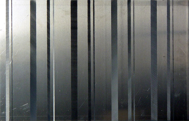 "I II IIIII, Aluminium geschliffen, 50x70, 2007 