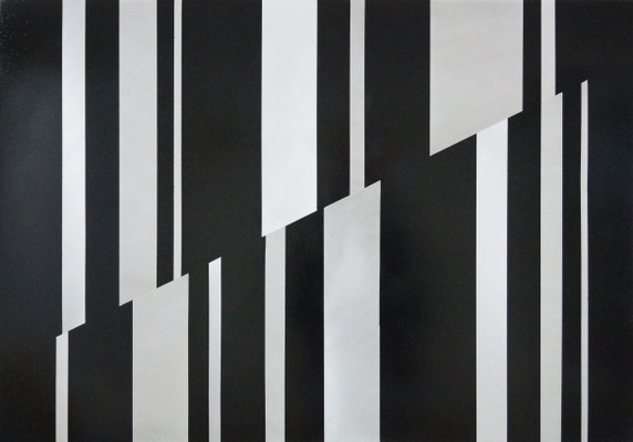 "o.T.", 2017, 70x100cm, Aluminium geschliffen, Lack