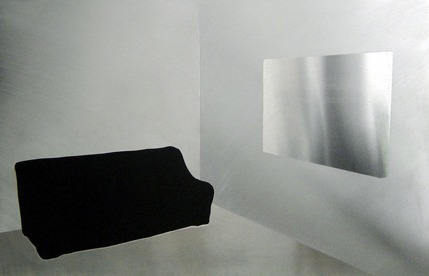 "o.T.", 50x70cm, Alu geschliffen, Acrylfarbe, 2007