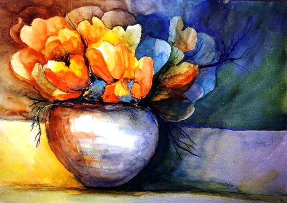 Tulpenorange Aquarell 50x60