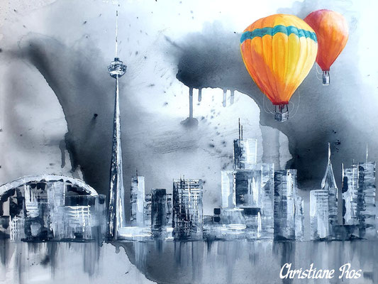 Toronto mit Heißluftballons - Acryl - 60 X 80 cm