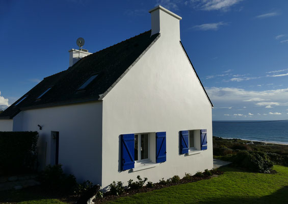 Ferienhaus Ker Armor, Plouhinec, Finistère, Bucht von Audierne, Panorama Meerblick, Blick vom Haus auf den Strand und den Atlantik