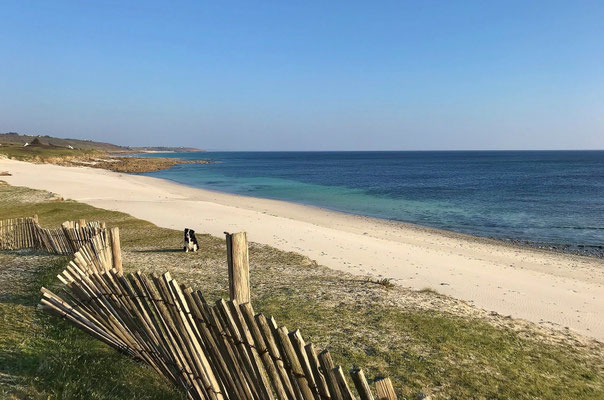 Der Strand von Kersiny, direkt unterhalb unseres Ferienhauses Tal Ar Mor in Plouhinec, zu Fuß schnell zu erreichen.