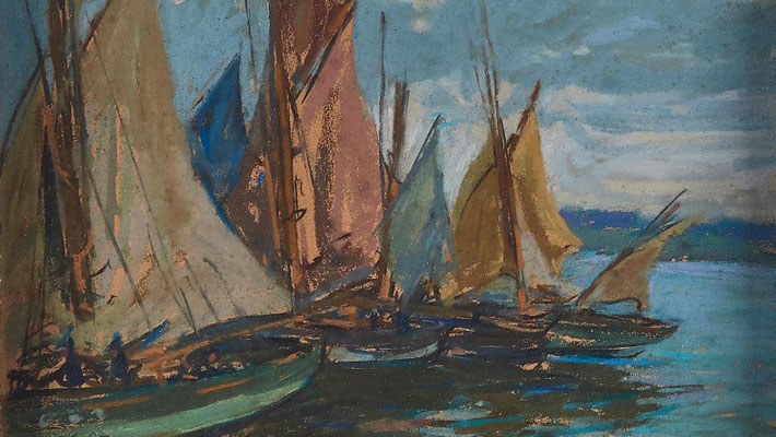 Charles Fromuth, une flotille de thoniers au port de Concarneau