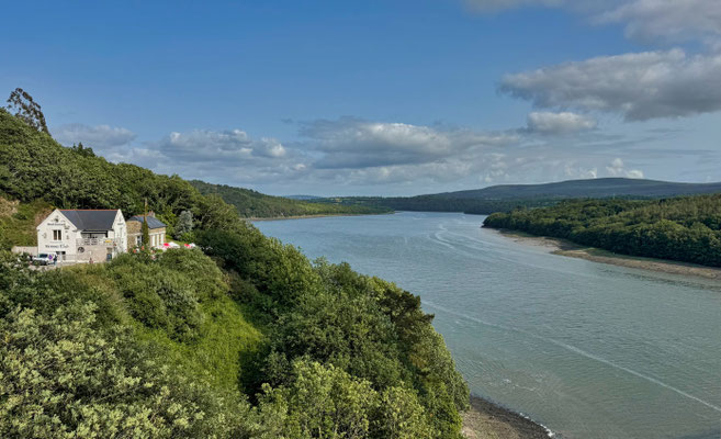 Landévennec, Brücke von Térénez,  Blick auf die Aulne