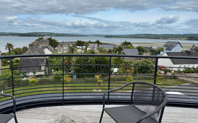 Landévennec, Awen Café, Restaurant, Café, Blick auf die Aulne