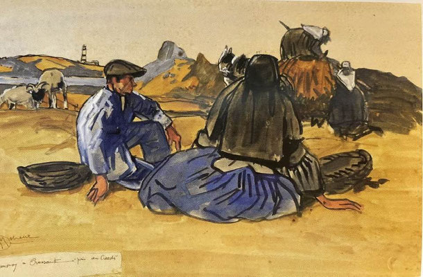 Maler Mathurin Méheut - Goémoniers à Ouessant près du Créac’h