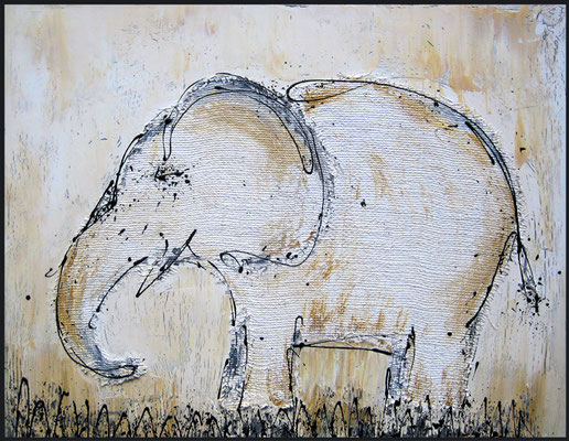 Karin Angerer | Elefant | 90 x 70 cm | Acrylic on canvas with a wooden frame | 2009 | b162